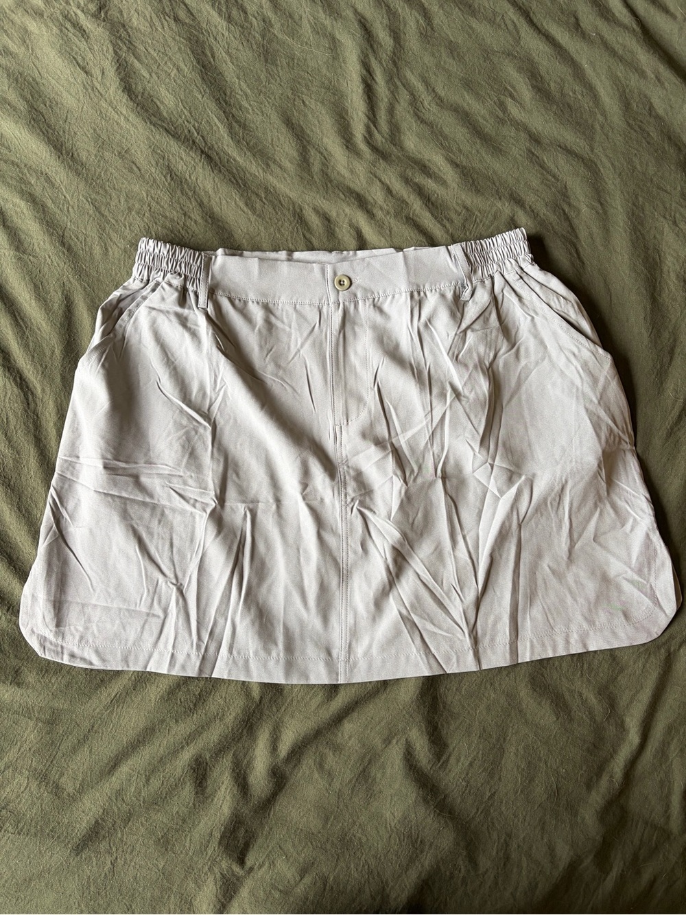 Women's Light Beige Casual Skort with Elastic Waist